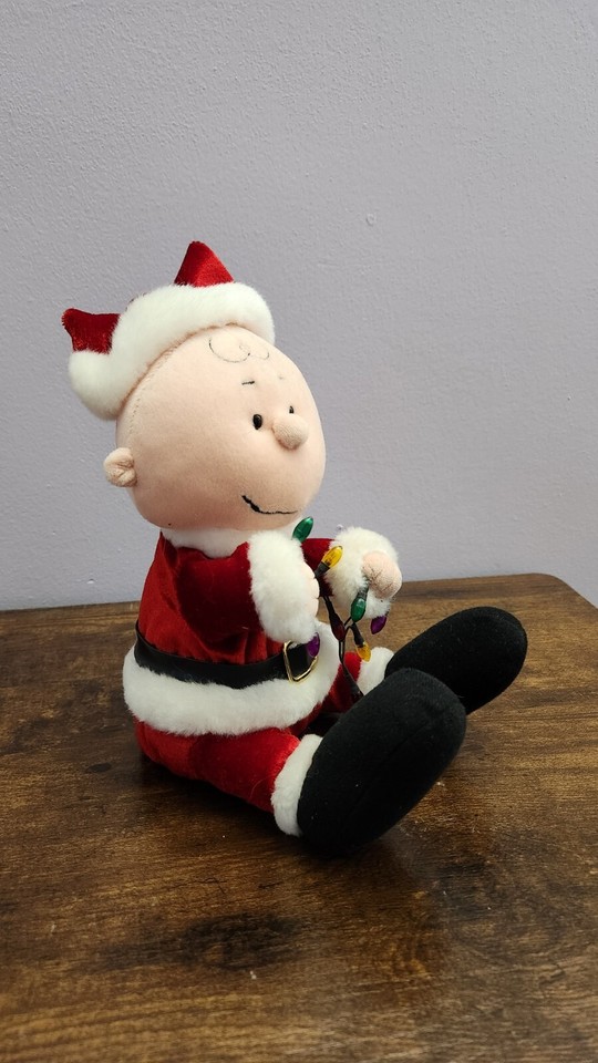 Gemmy Peanuts Charlie Brown Santa Musical Plush Christmas Lights with