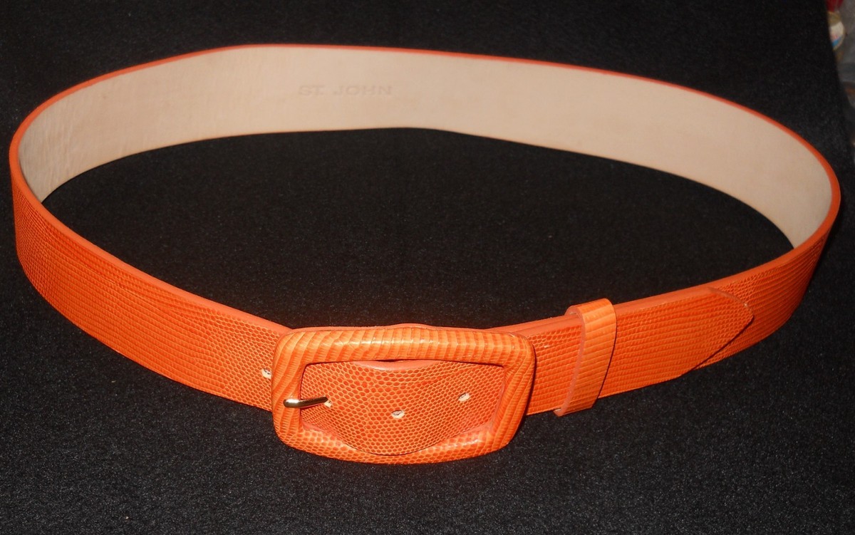 St. John Beige Leather Belt with Embossed Logo Saint Laurent Snakeskin Corset Buckle Belt White 1744471  main image 4