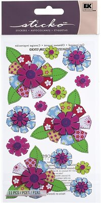 Sticko PATTERNED FLOWER crafty quilting theme dimensional stickers 97969