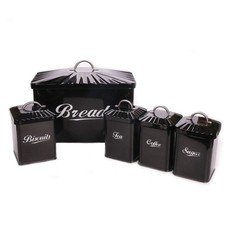 French Country Tin Canister Set Black For Sale Online