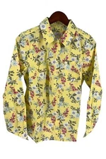 Denim & Co. Printed Button Front Shirt Yellow Floral