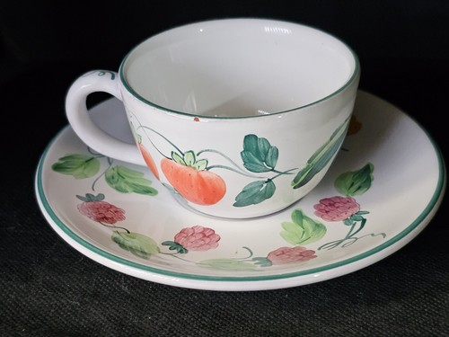 VTG 2 sets HEREND Hungary Demitasse Cup & Saucer Village Pottery Hand-painted - Picture 2 of 11