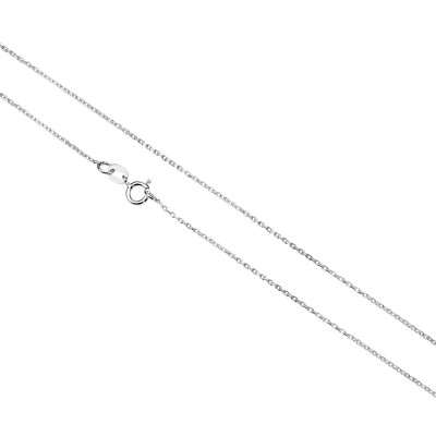 14K Echt Massiv Weißgold Diamantschliff 0,9 mm Dünn Zierlich Kabel Kette Halskette 17''