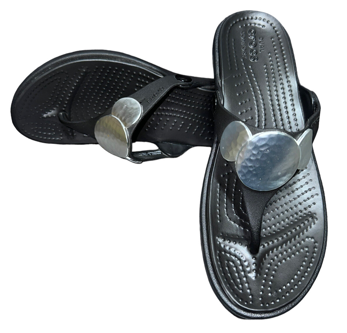 CROCS DUAL COMFORT WOMENS BLACK SANDALS SIZE 7 | eBay