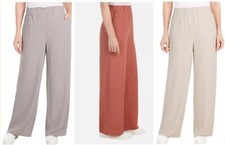 Hilary Radley Women's Wide Leg Crinkle Pants With Elasticwaistband