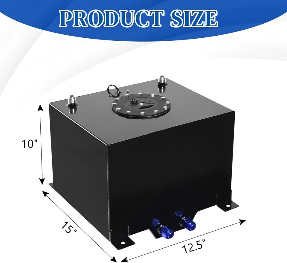Tanque de combustible de 8 galones (30 L) - Celda de carreras universal de aluminio negro con sensor de nivel Foto 4 de 4