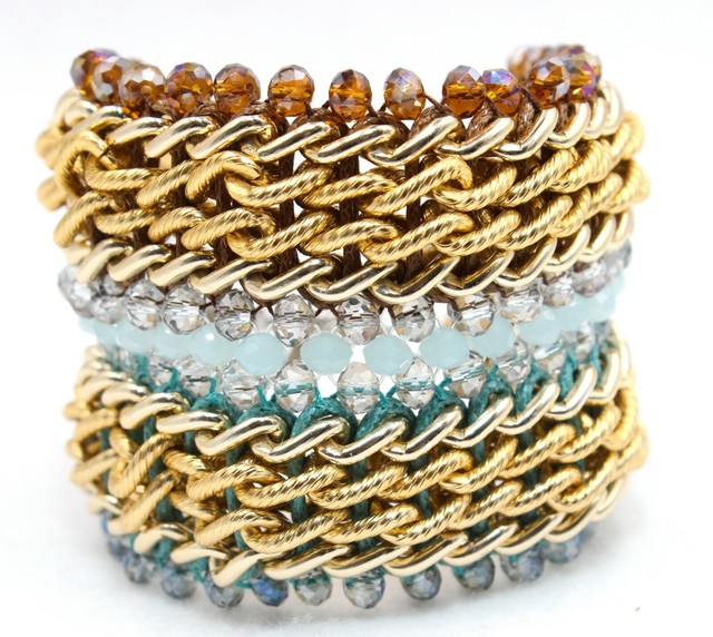 RUSH by Denis Charles MultiColor Crystal Beads Link Toggle Bracelet 2