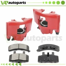 Front Brake Calipers and Ceramic Pads L+R For 1988-1999 Chevrolet K1500 C1500