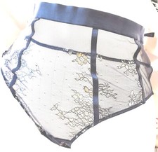 Victorias secret Rare Vintage M Silver Grey High Waist Cheekini Strappy Banded
