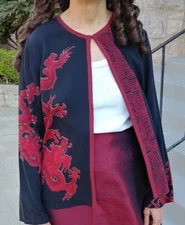 Citron Santa Monica Brand Ladies Womens Silk Dragon jacket S Small