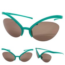Exaggerated Futuristic Modern Contemporary SUN GLASSES Unique Unusual Teal Frame