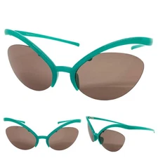 Exaggerated Futuristic Modern Contemporary SUN GLASSES Unique Unusual Teal Frame