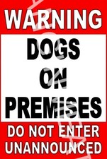 Warning Dogs Sign Aluminum 8x12 Weatherproof Funny Outdoor Rectangle