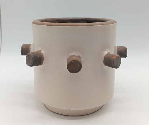 West Elm x Diego Olivero Nina Terracotta Planter Vase Cream And Brown - Picture 2 of 8