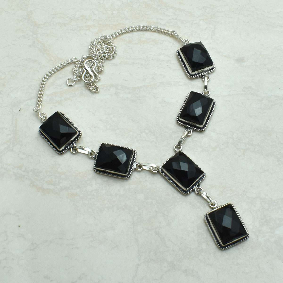 Handmade Black Onyx Gemstone Ethnic Necklace for Women Gift 37g AN 68927