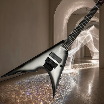 7 String Arrow V Silverburst Electric Guitar Limited Edition Solid Body FR