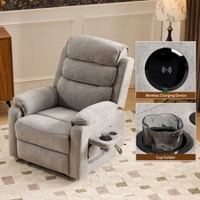 Electric Recliner Chair Sofa Massage Armchair with Cup Holder/Wireless Charging