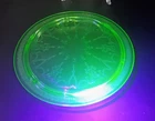 Vtg Hocking Glass Green Uranium Depression Glass Ballerina Cameo Cake Plate10.5"