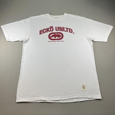 Vintage Ecko Unltd T-Shirt Mens 3XL White The Classic Rhino Logo Hip Hop Rap y2k