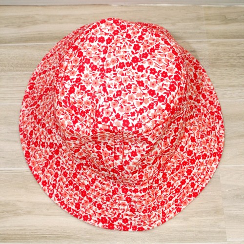 J. CREW bedruckter Fischerhut rot Gänseblümchen Blumen Stoff ~ AX083 ~ Small/Medium ~ Neu mit Etikett - Bild 8 von 12
