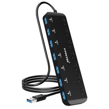 USB Hub 3.0 Splitter, 7-Port USB Extender for Laptop, USB Multiport Adapter E...