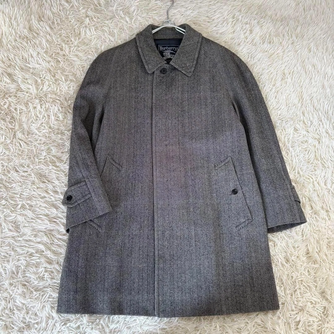 Cappotto lungo Burberry spina di pesce tweed lana forma piatta uomo #ED ZIA