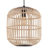 Pendelleuchte Bordesley E27 Holz Schwarz HäNgeleuchte Bambus Natur Eglo 43216