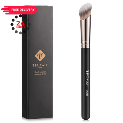 TEOYALL 270S Under Eye Concealer Brush, Mid-Size Angled Blending Brush Black