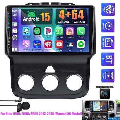 YUANTING ANDROID 15.0 CAR STEREO FOR 2013-2019 DODGE RAM 1500 2500 3500 GPS CARPLAY RADIO