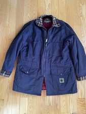 Mens Large Canvas Quilted Flannel Work Barn Chore Coat Fall Berne Jacket Plaid