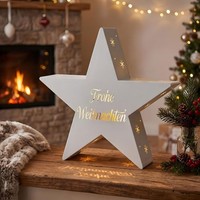 Kerzenhalter Stern H43Cm Metall Windlicht Weiß Weihnachtsdeko Deko Aufsteller