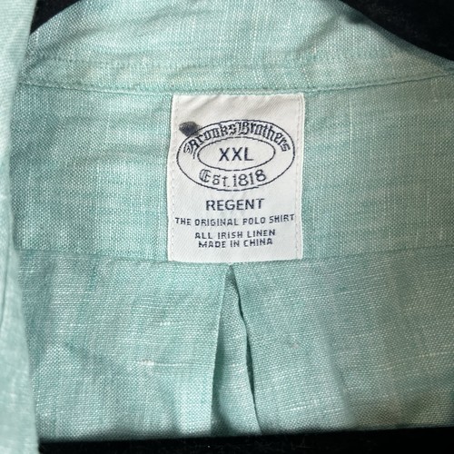Brooks Brothers Hemden 1818 Herren 100% Leinen Regent Knopf türkis blau kurzarm - Bild 3 von 11