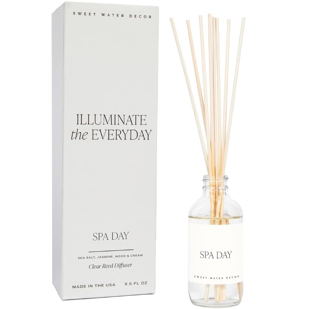 Spa Reed Diffuser Set - Sea Salt, Wood, and Cream Scented Reed Diffuser for H...-image