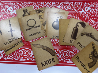 DECK OF 18 STEAMPUNK MURDER WEAPON CARDS – MENTALISM / BIZARRE MAGIC PROPS