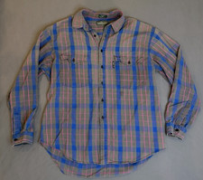 VTG Sutter Creek LEVI'S Button Up Shirt Mens Size XL Gray Pink Plaid Long Sleeve