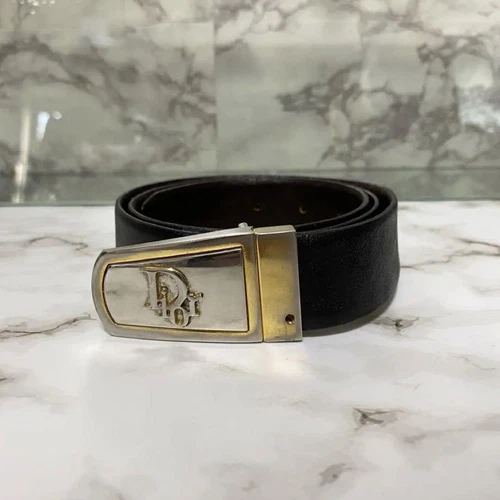 Ceinture homme Christian Dior logo cuir noir authentique