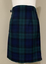 James Pringle Weavers Women  s Kilt Tartan Check Green Blue Wool Size 8