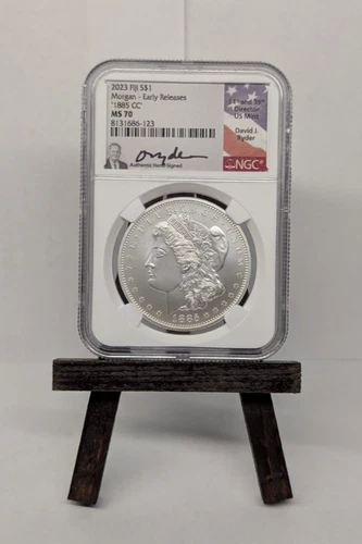2023 Fiji Morgan “1885-CC” - NGC MS70 - David Ryder Signed - 1oz Silver
