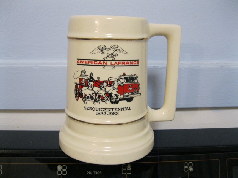 American LaFrance Sesquicentennial 1982 Ceramic Mug Griffith Pottery Elmira NY