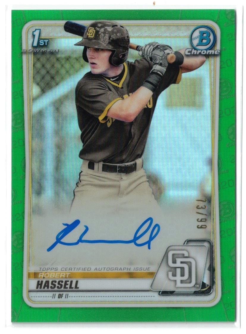 2020 1st Bowman Draft GREEN Refractor RC AUTO Robert Hassell! Autograph! /99
