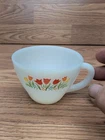 Vintage Fire-King Milk Glass Tea Cup Floral Anchor Hocking Tulip