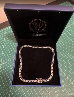 22 inch 10mm Gus Villa 950 Silver Rhodium plated Miami Cuban Chain **123 Gram**