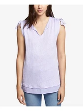 SANCTUARY Womens Tie Detail Contrast Sleeveless V Neck T-Shirt