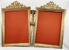 INTERESTING ANTIQUE FRENCH BRONZE NAPOLEON III RIBBON BOW and TOCHES PHOTO FRAME