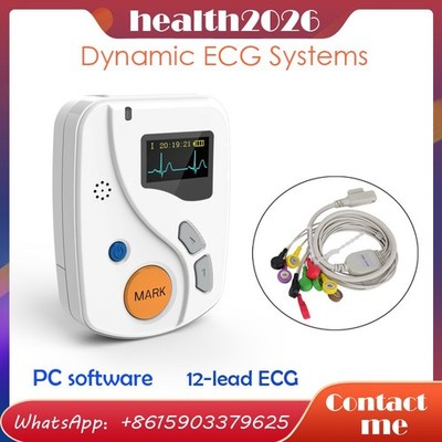 12 Channel ECG Holter 24H Recorder Dynamic EKG Monitor System PC software