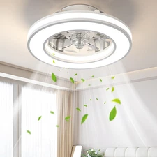 16'' Ceiling Fans with Lights, Modern Low Profile Ceiling Fan Light with Remote,
