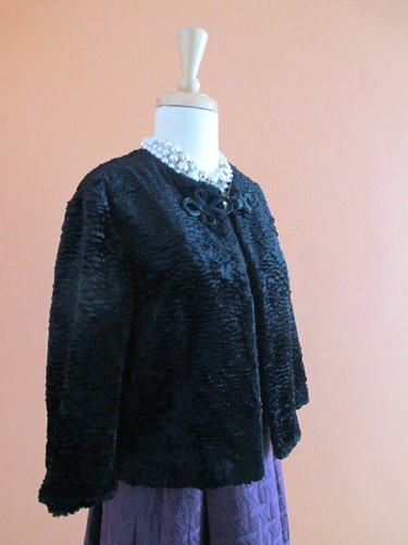 Behnaz Sarafpour for Target Size M Ebony Black Faux Fur Persian Lamb Jacket - Picture 4 of 8