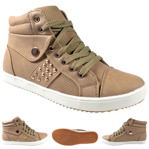 Ladies High Top Trainers Comfy Casual No Heel Canvas Sneakers Shoes UK Size 3-8 - Picture 22 of 64