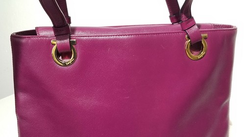 Rare Salvatore Ferragamo Plum Saffiano Leather Tote / Shoulder Bag - Picture 9 of 12