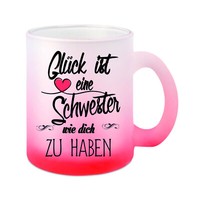 "Glas-Tasse Weiß/Rot \"GlüCk Ist Eine Schwester Wie Dich Zu Haben \" Kaffeetasse"